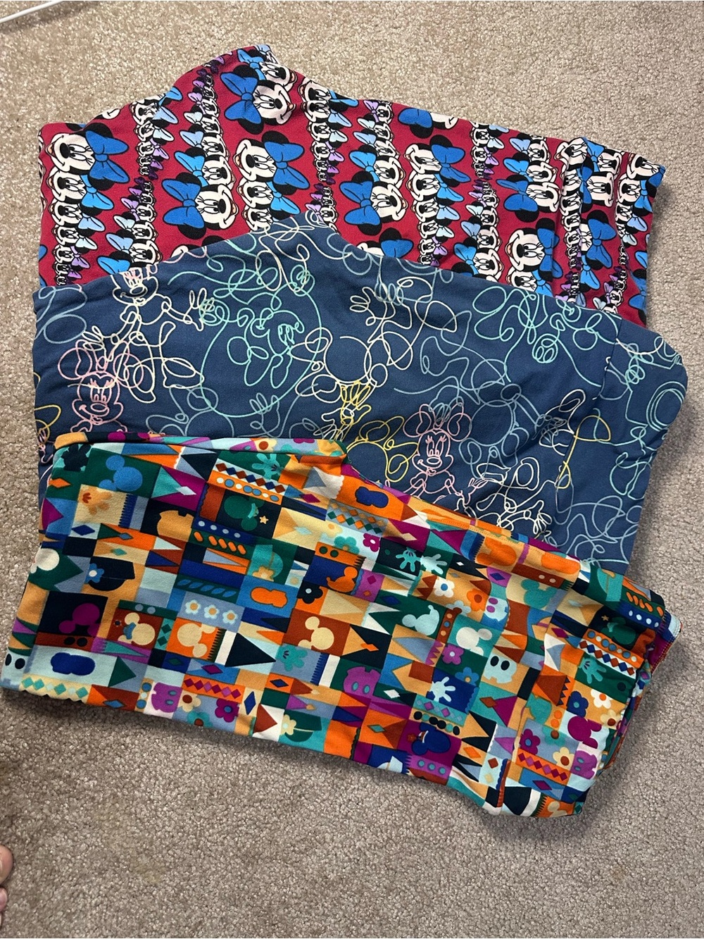 Disney LuLaRoe Women’s Leggings - Burgundy, Navy, Multicolor
